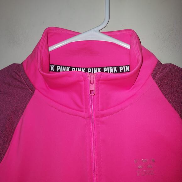 Victorias Secret Pink Pullover Medium Women's 1/2 Zip Ultimate Fleece Lined Pink - Picture 3 of 7
